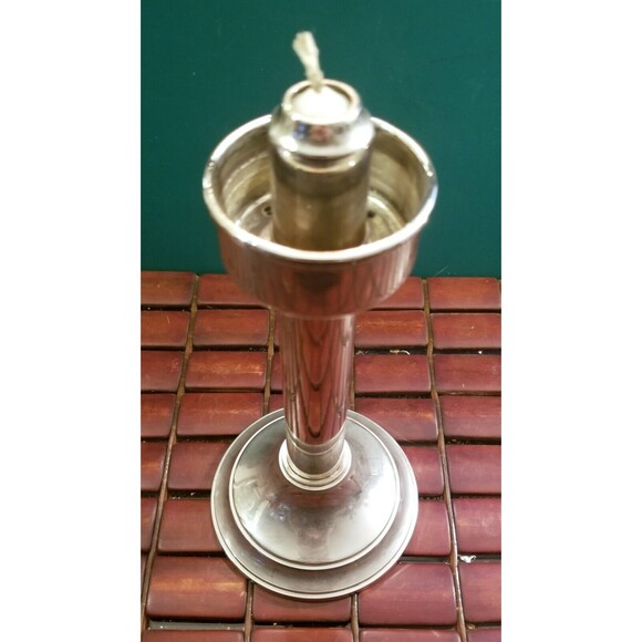 Vintage Silver Plate Spring Loaded Push Up Hurricane Candle Holder Made In Italy - Picture 2 of 4
